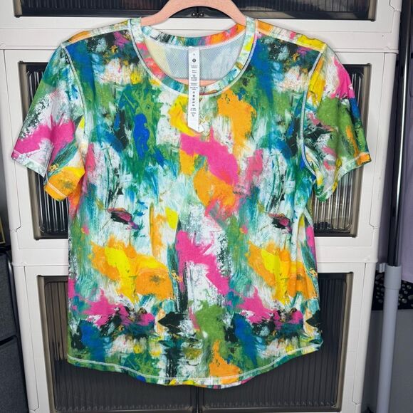 Lululemon High-Neck Running and Training T-Shirt, No Limits White Multi, NWOT, S - Picture 1 of 3